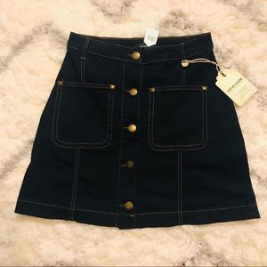 Denim Jean Button-Down Mini Skirt